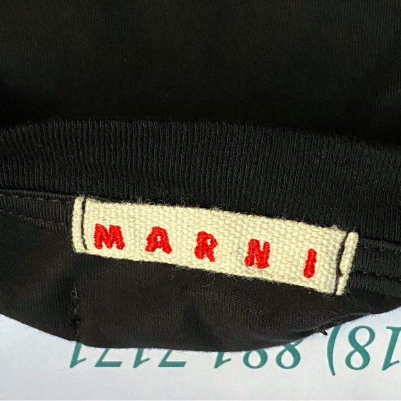 MARNI black white cotton logo T-shirt crewneck short sleeve tee shirt - Picture 9 of 11